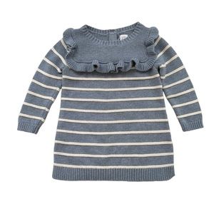 NEW Gap Baby Blue Striped Ruffle Sweater Tunic 12-18M
